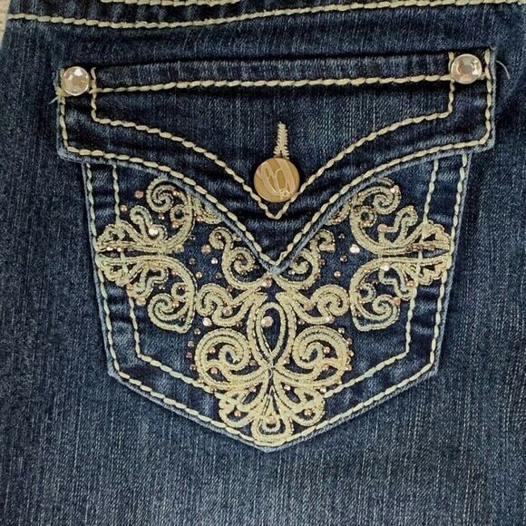 Nine West Jeans Capri 10 30 Dark Wash Embellished Pockets Inseam 22" Cuffed - Picture 6 of 9